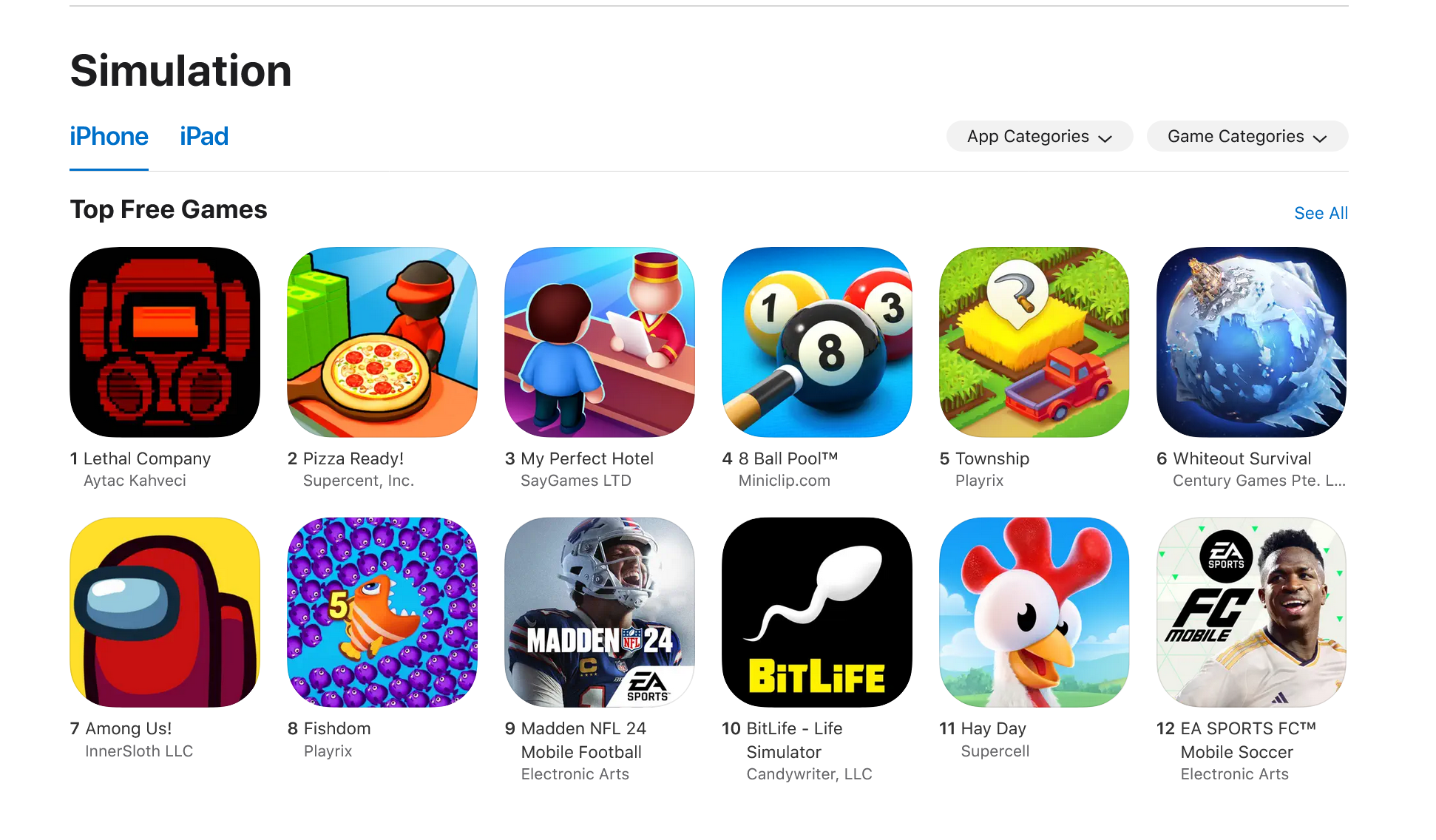 Lethal Company en première place dans la catégorie simulation de l'App Store